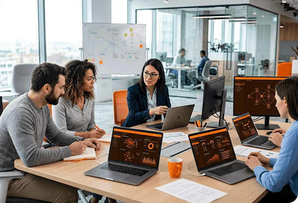 Team collaborating on CrowdStrike Falcon solution strategy