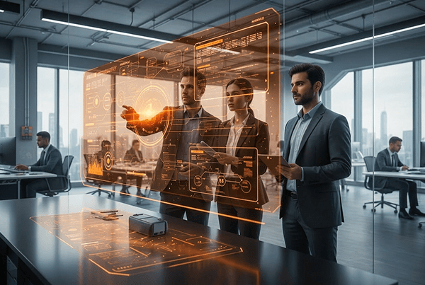 Cybersecurity professionals analyzing threat intelligence on digital screens