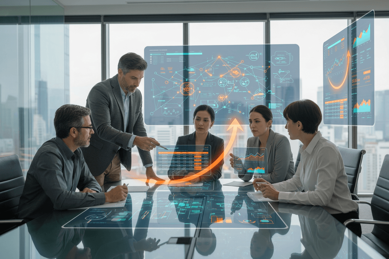 Team reviewing penetration test results in meeting room